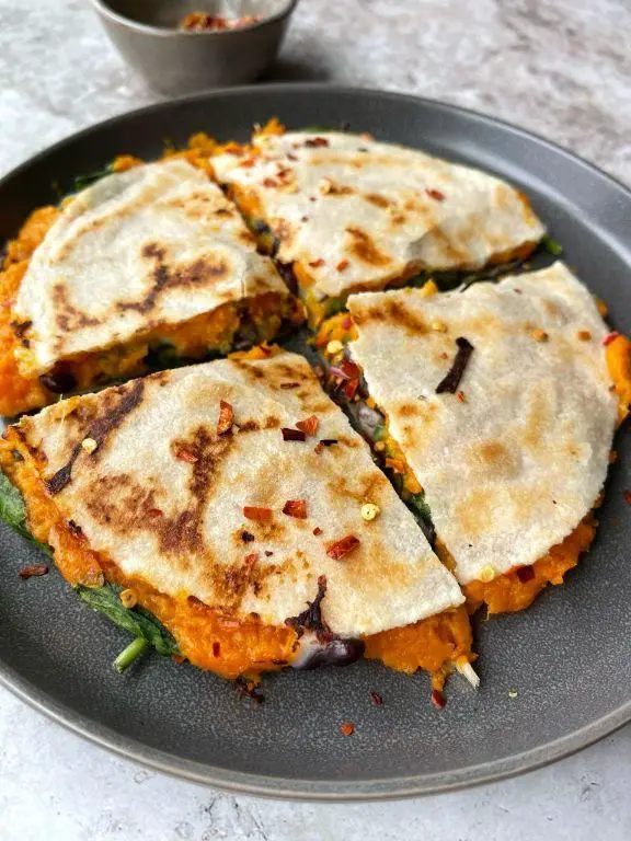 Sweet Potato and Spinach Breakfast Quesadillas
