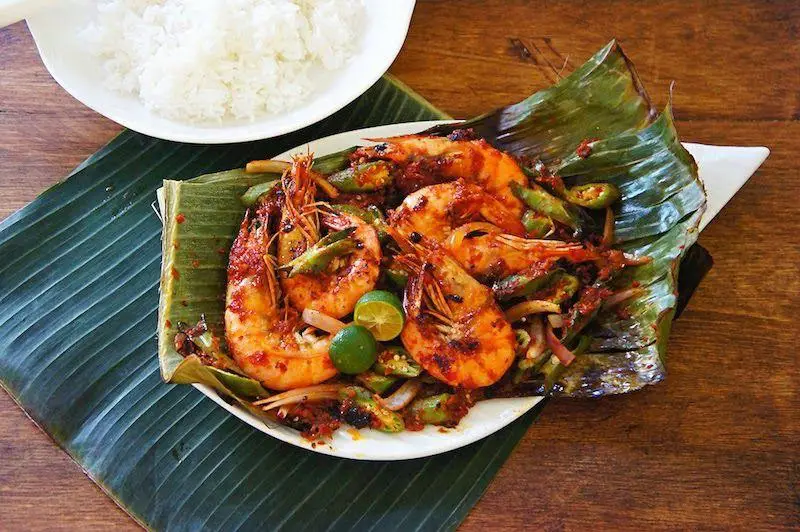 Thai Style Banana Leaf Grilled Shrimp