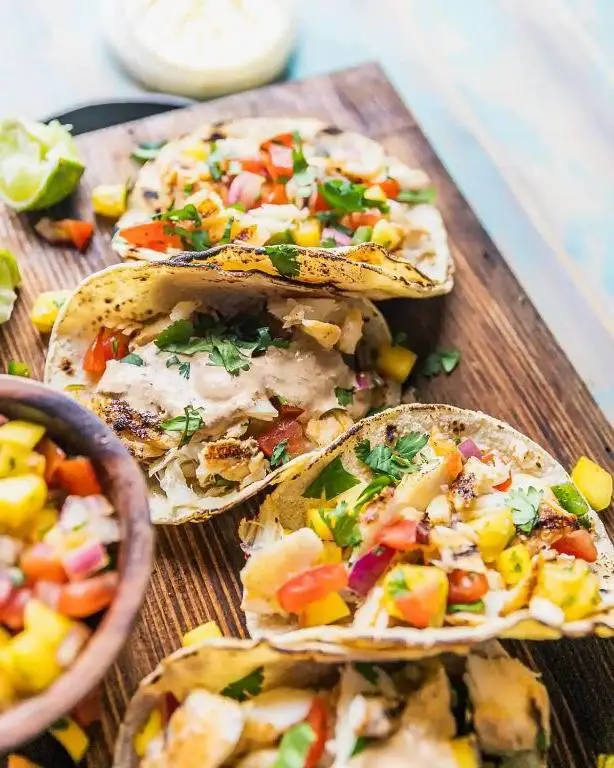 Traeger Grilled Fish Tacos with Mango Salsa
