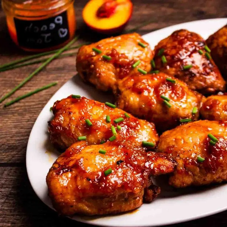 Traeger Smoked Chicken Thighs with Peach BBQ Sauce