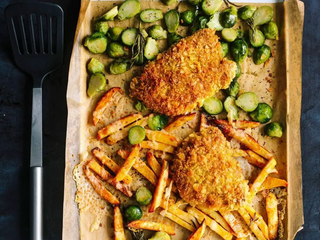 Turkey Cutlets with Roasted Brussels Sprouts