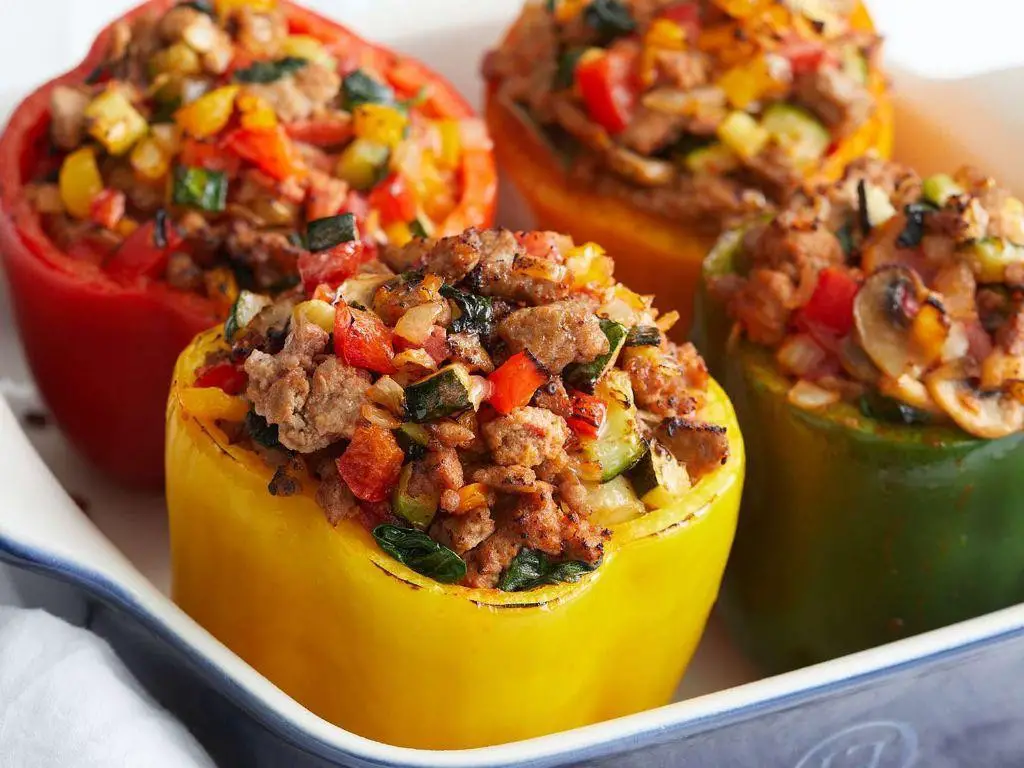 Turkey and Spinach Stuffed Peppers