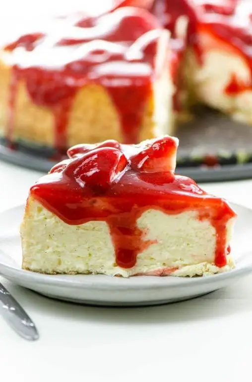 Vanilla Bean Cheesecake with Strawberry Glaze