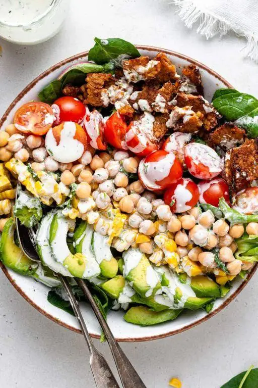 Vegan Cobb Salad with Tofu and Tahini Dressing