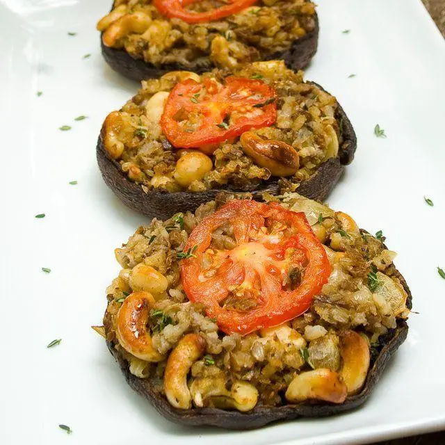 Vegan Lentil Stuffed Mushrooms