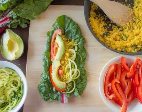 Vegan Swiss Chard and Avocado Wrap