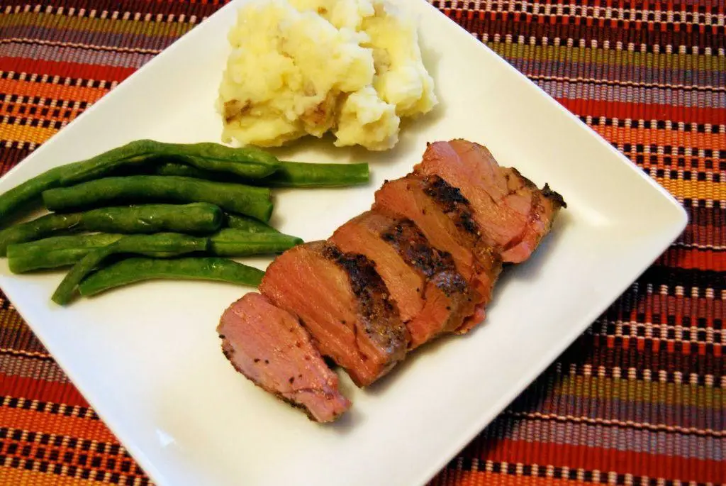 Venison Backstrap with Sweet Potato Mash and Green Beans