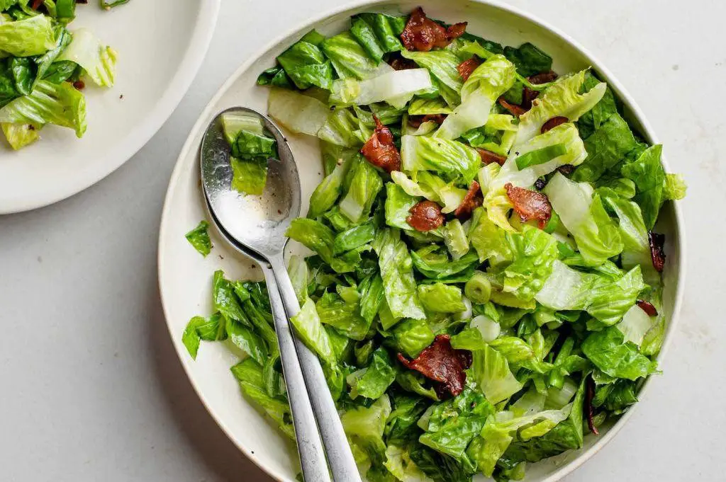 Warm Lettuce Salad with Bacon Dressing