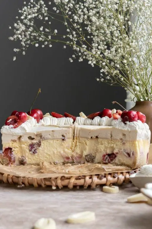 White Chocolate Cherry Cheesecake